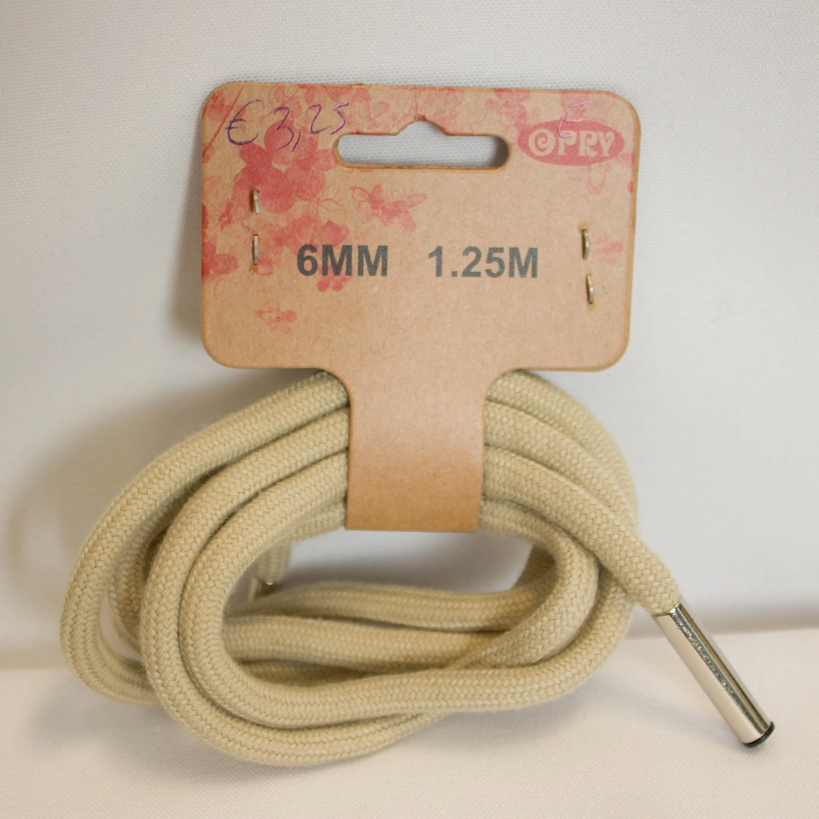 Hoodiekoord beige met afgewerkte uiteinden